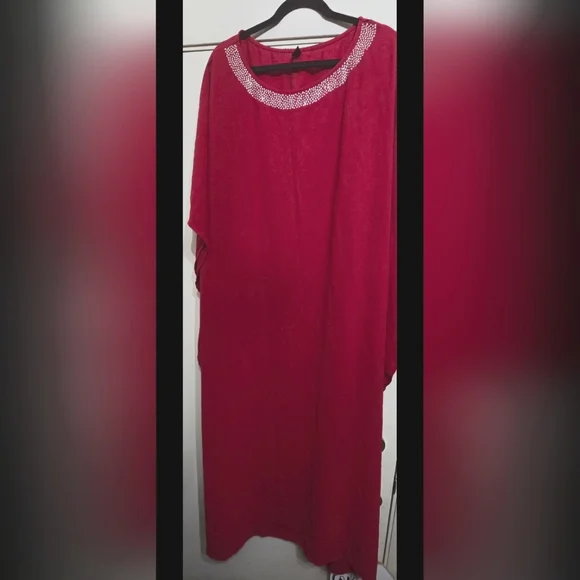 SHEIN | Dresses | Plus Size Long Flowy Red Bling Dress | Poshmark